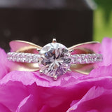 14K Yellow and White Gold Round Diamond Engagement Ring DSR-23818