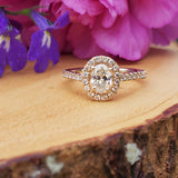 14K Yellow Gold Oval Halo Engagement Ring DSR-23820