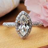 14K White Gold 1.32ctw Diamond Marquise Halo Engagement Ring DSR-23819