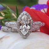14K White Gold 1.32ctw Diamond Marquise Halo Engagement Ring DSR-23819