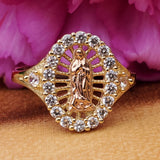 14k Yellow & Rose Gold CZ Lady of Guadalupe Ring DEJ-24556