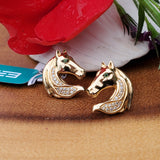 EFFY 14K Gold Diamond & Tsavorite Garnet Horse Head Earrings DER-26074