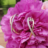 14K Gold Diamond X-Shape C-Hoop Earrings DER-26059
