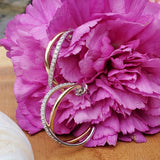 14K Gold Diamond X-Shape C-Hoop Earrings DER-26059