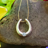 14K Yellow Gold One Diamond Horseshoe Pendant DPD-27007