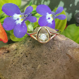 14k Yellow Gold Lab Grown Dancing Diamond Horse Shoe Ring DLB-10093