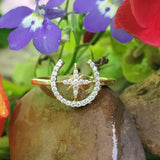 14k Yellow Gold  Diamond Star Horse Shoe Ring DFR-26104
