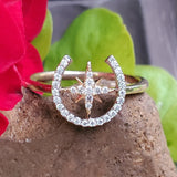 14k Yellow Gold  Diamond Star Horse Shoe Ring DFR-26104