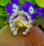 10K Diamond Horseshoe Horse Head Ring    DFR-26079