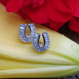14k White Gold .25ctw Bagutte Diamond Horse Shoe Earrings  DER-25520