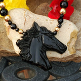 14k Black Onyx Horse Head Necklace   GPD-20022