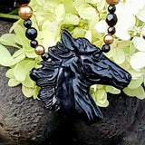 14k Black Onyx Horse Head Necklace   GPD-20022