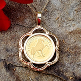 14k/24k Walking Horse Coin Pendant DEJ-24739