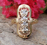 14k Yellow Gold 0.25CTW Diamond Elongated Ring DEJ-24738