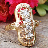 14k Yellow Gold 0.25CTW Diamond Elongated Ring DEJ-24738