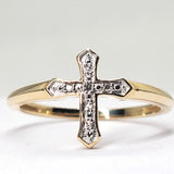10K Yellow Gold Diamond Cross Ring DFR-26116