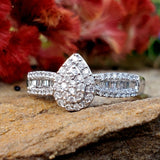 10K White Gold .30CTW Diamond Pear Cluster Halo Ring DFR-26112