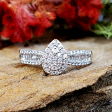 10K White Gold .30CTW Diamond Pear Cluster Halo Ring DFR-26112