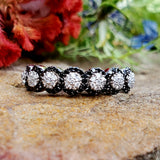 10K White Gold .38CTW Black and White Diamond Cluster Ring DFR-26113