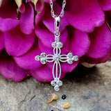 14K White Gold .05CTW Diamond Filigree Cross Pendant DPD-27082