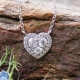14K White Gold Diamond Cluster Heart Shape Pendant - DPD-27077