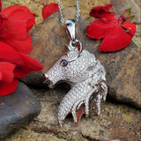 Alamea Sterling Silver CZ Small Horse Head Pendant- SCZ-10035