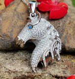 Alamea Sterling Silver CZ Large Horse Head Pendant- SCZ-10031