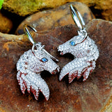 Alamea Sterling Silver CZ Horse Head Earrings - SCZ-10034