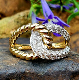 14K White & Yellow Gold Double Horse Shoe Ring DFR-26118