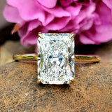 14K Yellow Gold 3ct Lab Grown Radiant Cut Diamond Solitaire Ring DLB-10105
