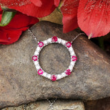 14k White Gold Diamond and Ruby Circle Pendant DPD-27069