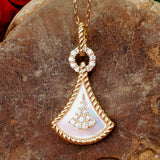 14k Yellow Gold Mother Of Pearl and Diamond Drop Pendant DPD-27071