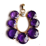 14K Yellow Gold Large Amethyst & Diamond Horse Shoe Pendant GPD-20023