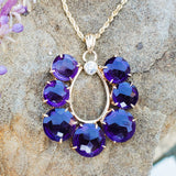 14K Yellow Gold Large Amethyst & Diamond Horse Shoe Pendant GPD-20023