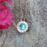 14K Yellow Gold Round Emerald with Diamond Halo Pendant DPD-27088