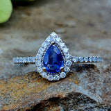 14k Yellow Gold  Diamond Halo Sapphire Ring DCR-24770