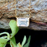 14K Yellow Gold .75ct Emerald Cut Lab Grown Diamond Solitare Pendant DLB-10118