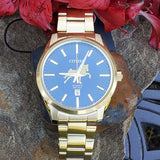 Citizen Quartz Gents Yellow Blue Face Walking Horse Watch WAT-08074