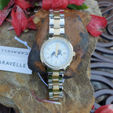Bulova Caravelle Quartz Ladies Two Tone Crystal Walking Horse Watch WAT-08095