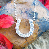 14K White Gold Diamond Horseshoe Pendant DPD-27050