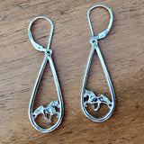 Sterling Silver Tear Drop With Walking Horse Lever Back Earrings SSJ-13800