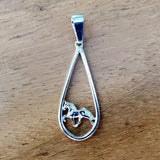 Sterling Silver Tear Drop With Walking Horse Pendant SSJ-13799