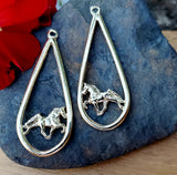 10K Yellow Gold Walking Horse Tear Drop Lever Back Earrings GER-23649