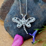 Sterling Silver Diamond Dragonfly Pendant SSJ-13752