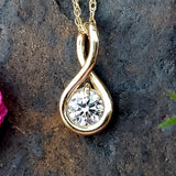 14k Yellow Gold .20ctw Infinity Diamond Solitaire Pendant DPD-27075