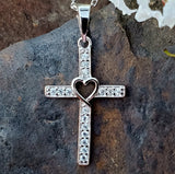 Sterling Silver Heart Cross Pendant SCZ-10028