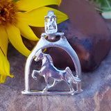Sterling Silver Stirrup With Walking Horse Pendant SSJ-13782
