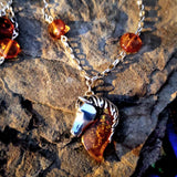 Sterling Silver Baltic Amber Horse Head Pendant SSJ-13094