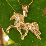 10K Yellow Gold Small 3D Walking Horse Pendant GPD-20030