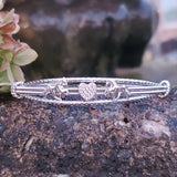 Sterling Silver Walking Horse Cubic Zirconia Heart Cuff Bracelet BEL-10444